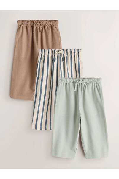Next Baby Pantaloni din bumbac pieptănat, albastru, bej și cu dungi, set de 3...