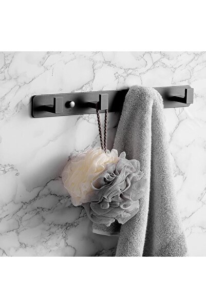 YUET 4 Matte Black Door Hook Coat Bathroom Towel Hooks Wall Mounted Screw in ...