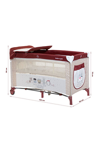 Beberoyal Pătuț pliabil cu 2 niveluri și accesorii, Bebe royal, bordo