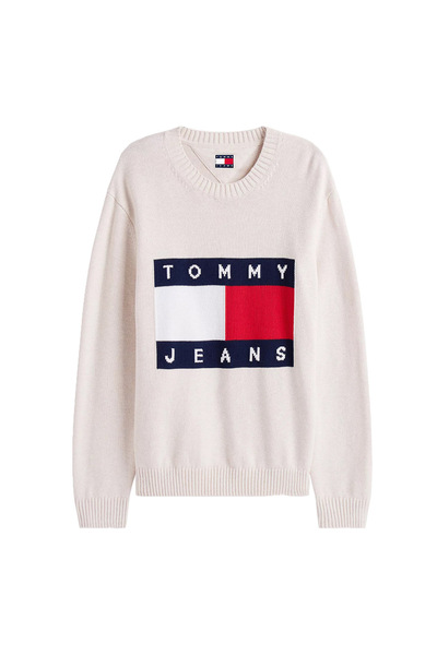Tommy Hilfiger Mens Intarsia Flag Badge Melange Knit Sweater XL