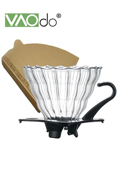 VAODO Glass Coffee Dripper With 100 Coffee Filters V60 Pour Over Coffee Dripp...
