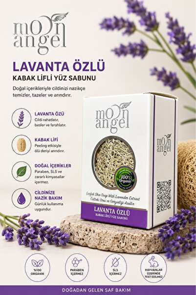 MOON ANGEL Kabak Lifli Sabun Lavanta Özlü Ferahlatıcı ve Arındırıcı Cilt Bakı...