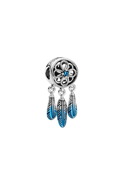 Charms Talisman Dreamcatcher cu Pene Albastre