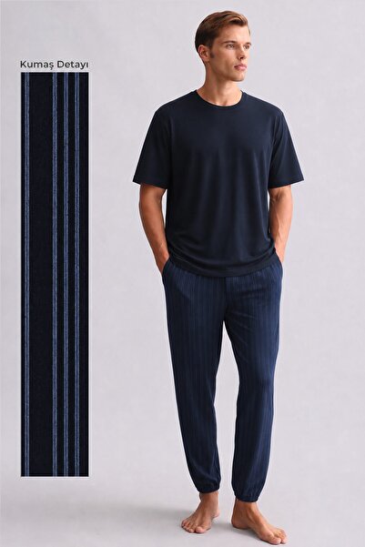 Aytuğ&Mısırlı Egyptian Men's Bamboo Jogger Pants Navy Blue
