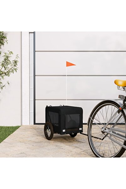 vidaxl Remorcă bicicletă animale companie, negru, textil oxford/fier