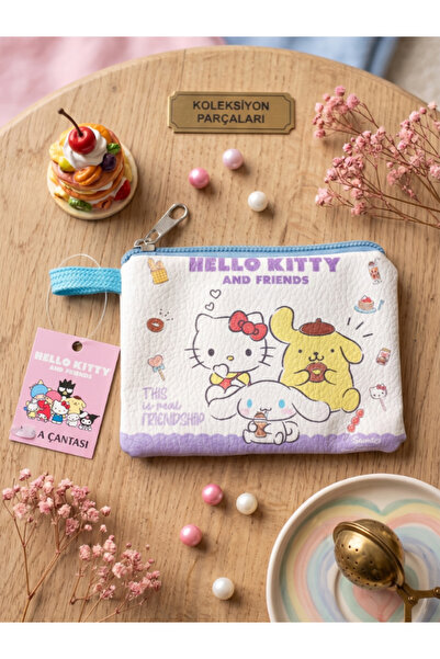 GiFi Kuromi & Hello Kitty Lisanslı Deri Para Çantası Cüzdan 10,5x8,5 cm