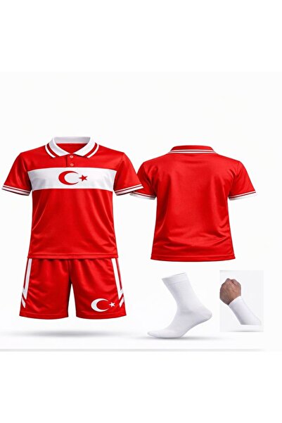 sonvadi Türkiye Yakalı Çocuk Futbol Forması Takımı Özel Tasarım 4'Lü Set Form...