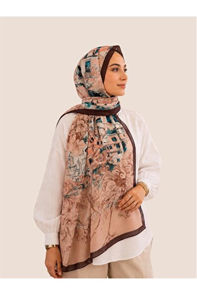 emipek Florenza Desen Soft Şal - Kahve-Bej