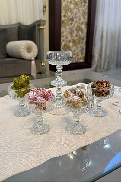 Sürmeli Home 6'lı Kahve Yanı Lokumluk Seti Cam Ikramlık Şekerlik Makaronluk B...