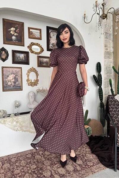 Caddebostan Moda فستان ميدي بأكمام منقطة