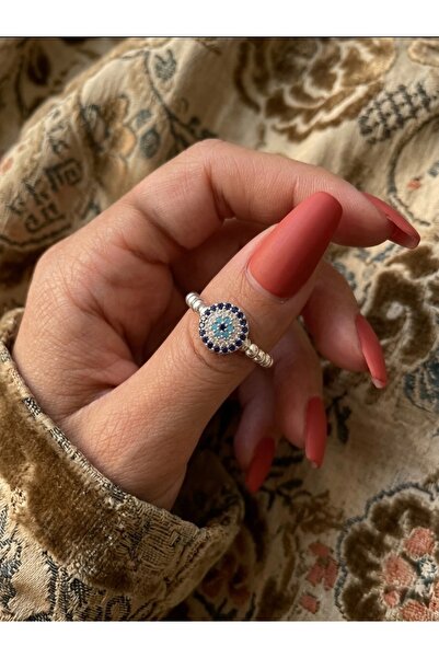 EKİDORA Lucky Eye Royal Breeze Evil Eye Ring Vintage Adjustable Women's Ring