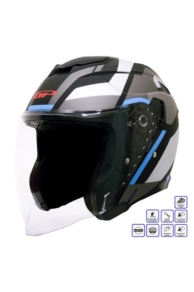 GP KOMPOZİT MKS009-GWB Şeffaf Vizörlü Motosiklet Yarım Kask