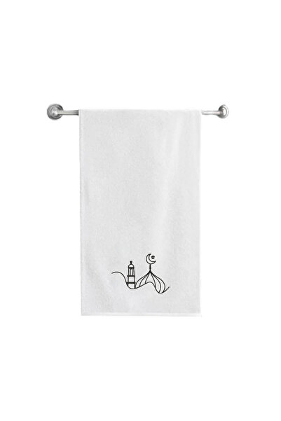 BYFT Iris Embroidered Bath Towel 70 x 140 Cm 600 GSM Soft Absorbent White Cot...