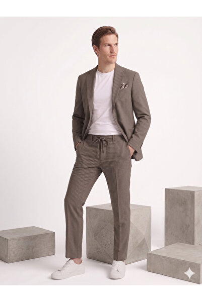SUİT AYDIN Slim Fit Çizgili Erkek Takım Elbise