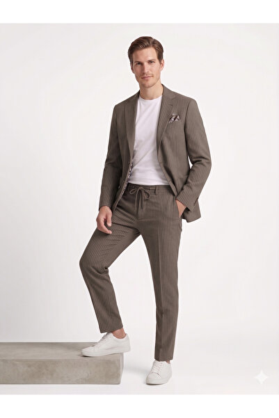 MODMEN İtalyan Kesim Slimfit Erkek Takım Elbise Çizgili