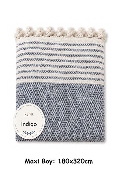 Mandaş Indigo - Pamučna neklizajuća pletena navlaka za sofu velike veličine (...
