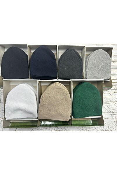 OBRNHOMEN Mixed Color Diamond Patterned Knitted Skullcap Set Hajj Umrah Mevli...