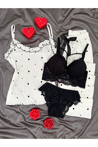 Lena Homewears Women's Lingerie Strap Ruffle Pajama Set