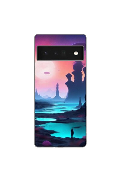 OEM Husa compatibila cu Google Pixel 6 Pro Silicon Gel Tpu Model Mystic Planet