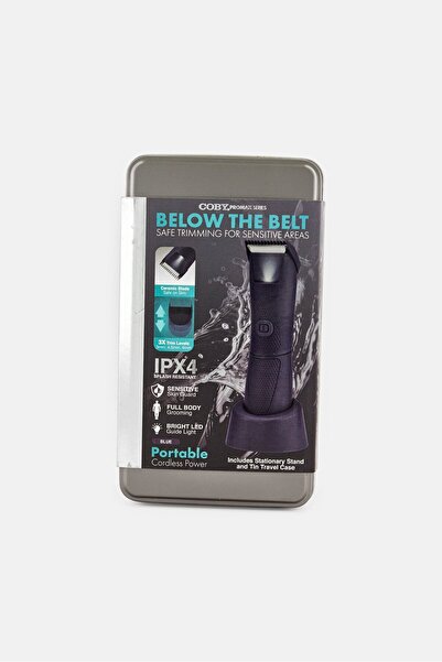 Coby Below the Belt Trimmer Stand in Storage Tin, Blue