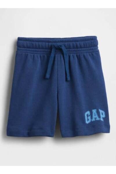 GAP Kids شورت قماش تيري فرنسي مفصل بشعار باللون الأزرق الداكن للأطفال الذكور ...