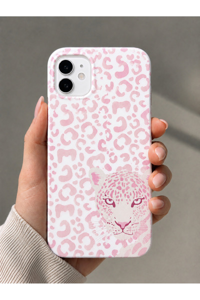 OVADA İphone 11 Uyumlu Pembe Leopar Desenli Silikon Telefon Kılıfı