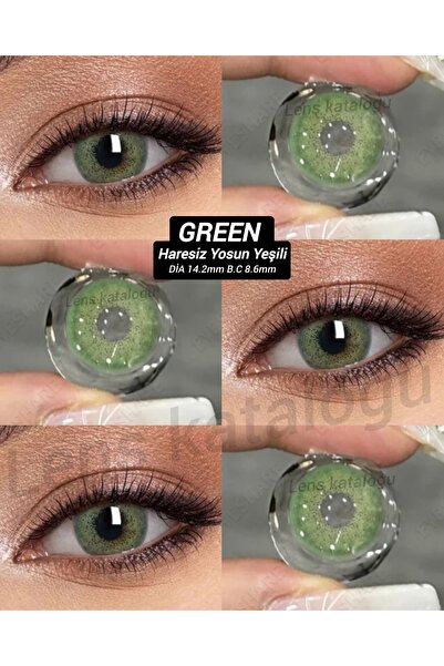 Eyeshop GÖZ LENSİ GREEN Haresiz Yosun Yeşili Tonda Doğal Görünümlü Kulanım su...