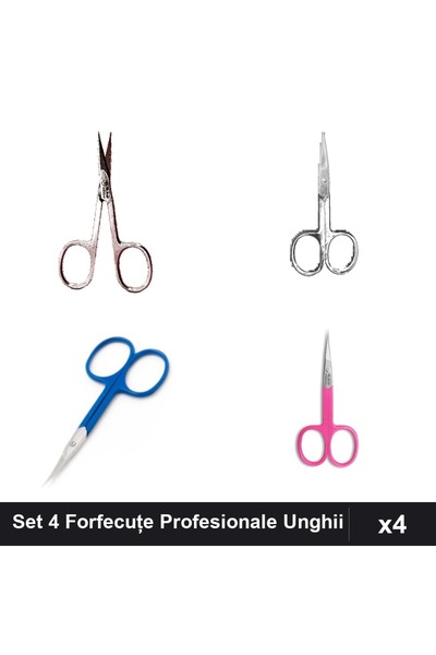 One Group Set 4 Forfecuțe Profesionale Unghii și Cuticule, One Group, Negru A...