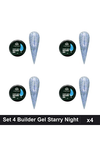 global fashion Set 4 Builder Gel Starry Night Nr.03 15g, Constructie Unghii G...
