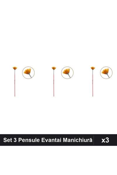 NAİLS Set 3 Pensule Evantai Manichiură, Pensula Fan Profesionala pentru Aplic...