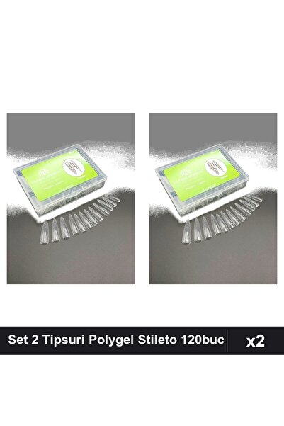 global fashion Set 2 Tipsuri Polygel Reutilizabile 120 buc Forma Stileto Nr. ...