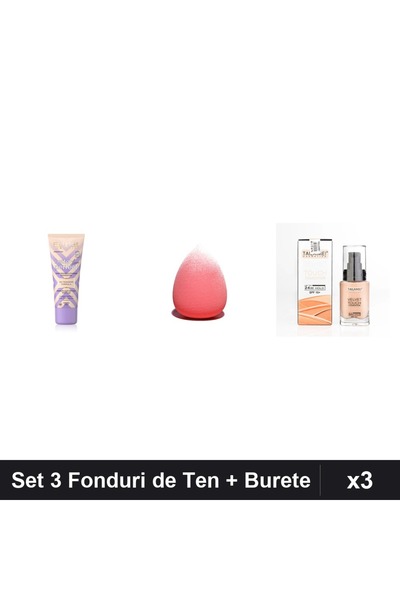 Eveline Set 3 Fonduri de Ten -Beige, Better Perfect + TLM Velvet Touch SPF10