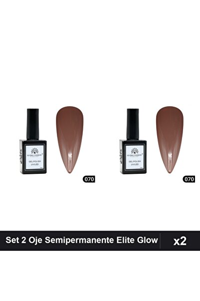 global fashion Set 2 Oje Semipermanente Elite Glow 15ml, Gel Polish UV/LED