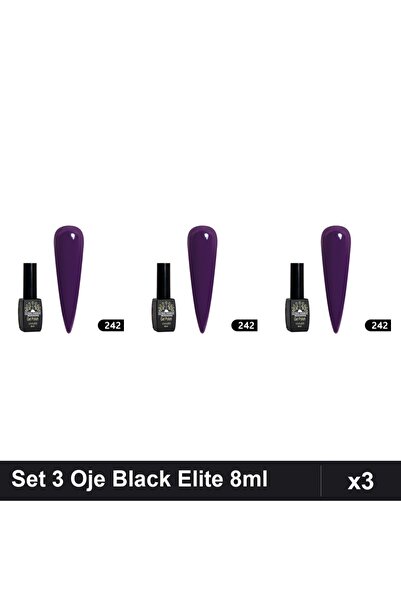 global fashion Set 3 Oje Semipermanente Black Elite 8ml, Manichiura UV/LED,
