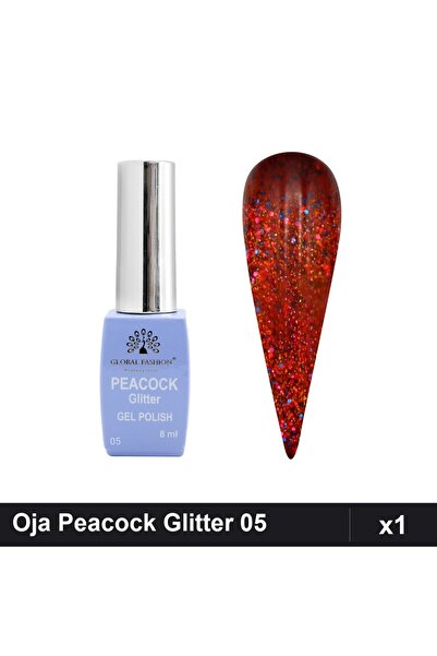 Makeup Oja Semipermanenta Peacock Glitter 8ml, Nuanta 05, Manichiura UV/LED