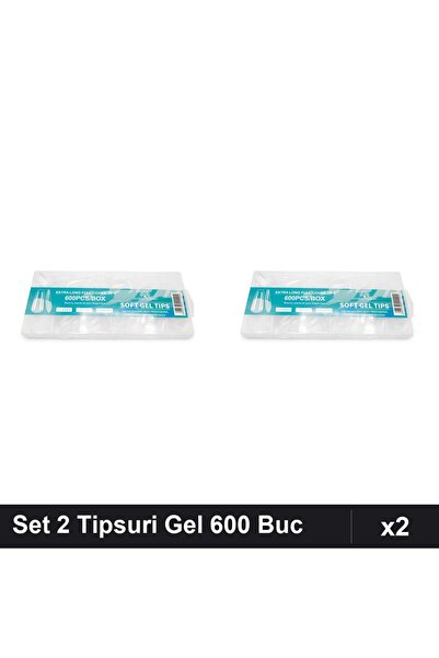 global fashion Set 2 Tipsuri Gel 600 Buc Forma Pătrat Îngustat, Unghii False ...