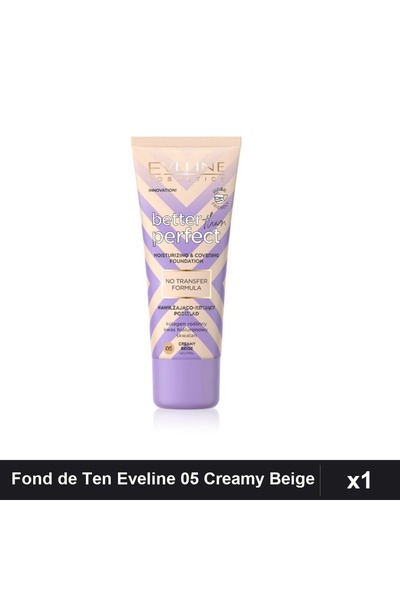 Eveline Fond de Ten Better than Perfect 05 Creamy Beige 30ml, Acoperire Completa