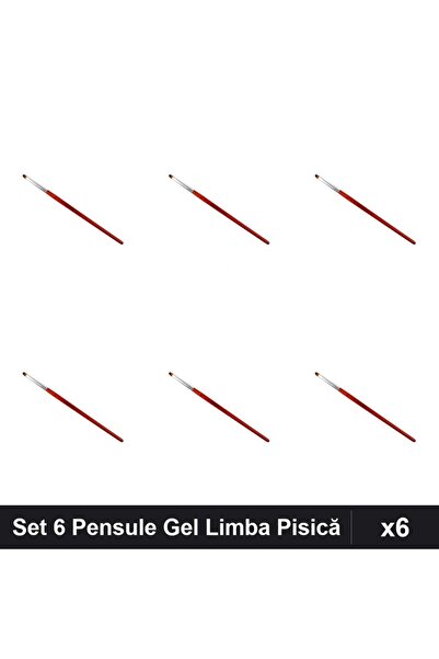 NAİLS Set 6 Pensule Gel Limba Pisică nr.6, Manichiură Profesională, Aplicare ...