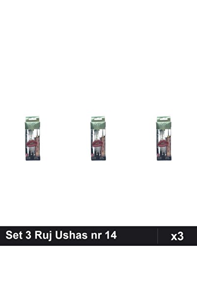 TLM Set 3 Ruj Ushas nr 14 cu Creion, Buze Gloss Profesional Manichiura