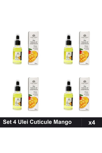 global fashion Set 4 Uleiuri Cuticule cu Pipeta, Aroma Mango 30ml, Ingrijire ...
