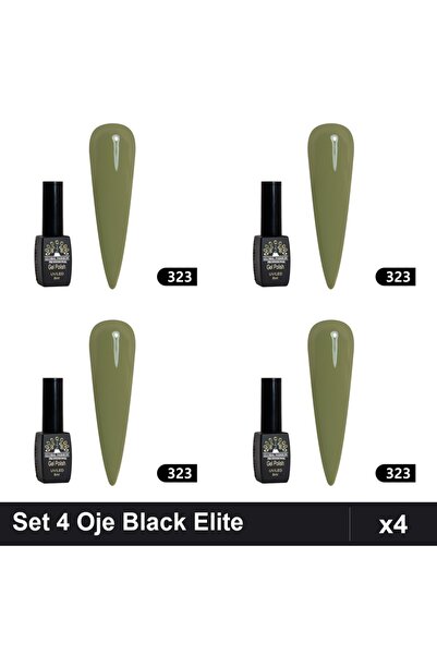 global fashion Set 4 Oje Semipermanente Black Elite 8ml, Manichiura UV/LED,
