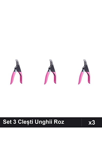 NAİLS Set 3 Clește Unghii Ghilotină pentru Tipsuri, Roz, Manichiură Profesională