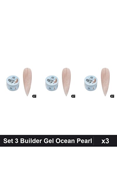 global fashion Set of 3 Builder Gel Ocean Pearl Dream No. 07 15g, UV/LED Nail...