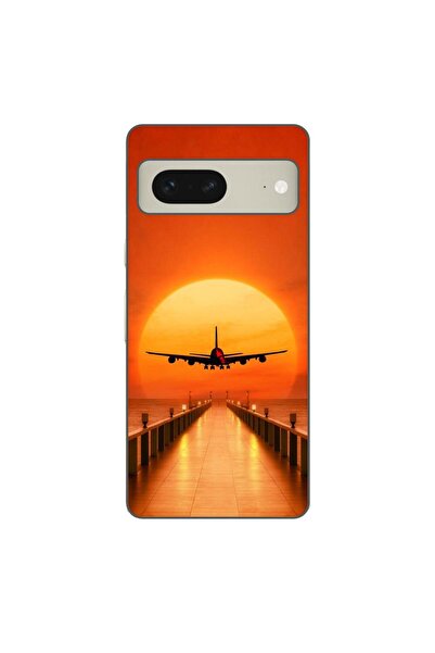 OEM Husa compatibila cu Google Pixel 7 Silicon Gel Tpu Model Airplane Sunset