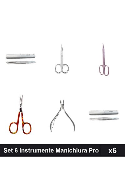 One Group Set 6 Instrumente Manichiura Profesionale, Penseta Forfecuta Cleste...