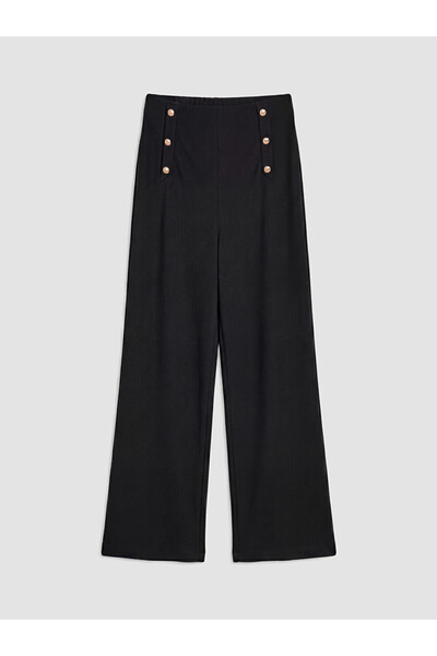 LC Waikiki Lcw Kids Black Elastic Waist Button Detailed Girls' Trousers