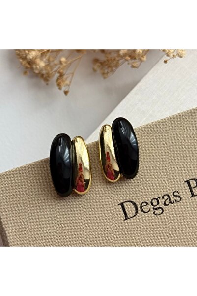 Twinssis Accessories أقراط ماركة موديل بلون ذهبي أسود