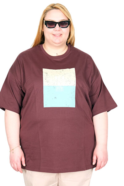 ModeXL Mode XL Real Large Size Γυναικείο T-Shirt Bıs Yaka Sea Ing U26202 MÜRDÜM