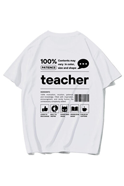 BRZ COLLECTION Tricou unisex supradimensionat pentru profesori (ALB)