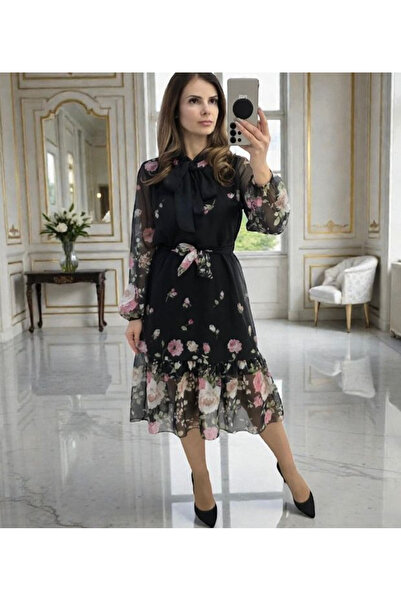 OEM Rochie Voal Midi cu Imprimeu Floral si Funda – S M L Diverse Culori